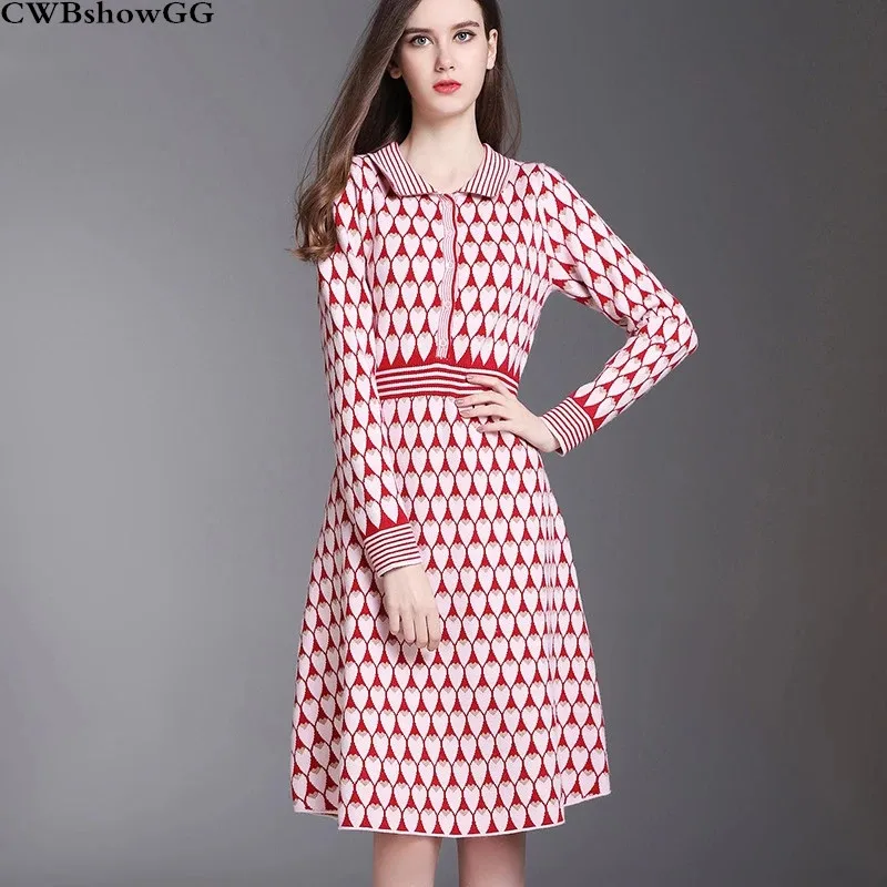 Autumn And Winter New Ladies Turn-Down Collar Knit Dress Women's High Waist Fashion Plaid Print Patchwork Elegant A-Line Dress
Autumn And Winter New Ladies Turn-Down Collar Knit Dress Women's High Waist Fashion Plaid Print Patchwork Elegant A-Line Dress