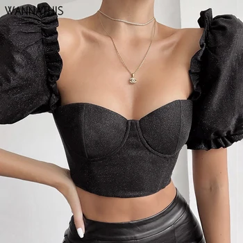 WannaThis Puff Sleeve Shirt Cropped Ruffles Short Sleeve Square Collar Fashion Summer New Black Elegant Crop Top Sexy Women Top
WannaThis Puff Sleeve Shirt Cropped Ruffles Short Sleeve Square Collar Fashion Summer New Black Elegant Crop Top Sexy Women Top