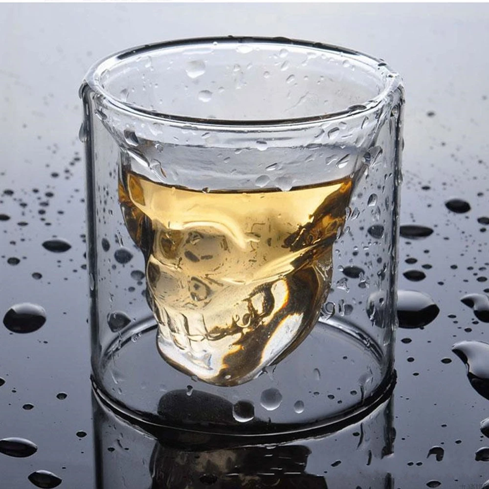 

150ML Skull Head Wine Glass Mug Cup Crystal Beer Whiskey Shot Double Glass Vodka Drinking Bar Club Beer Wine Glasses Bottle Cups