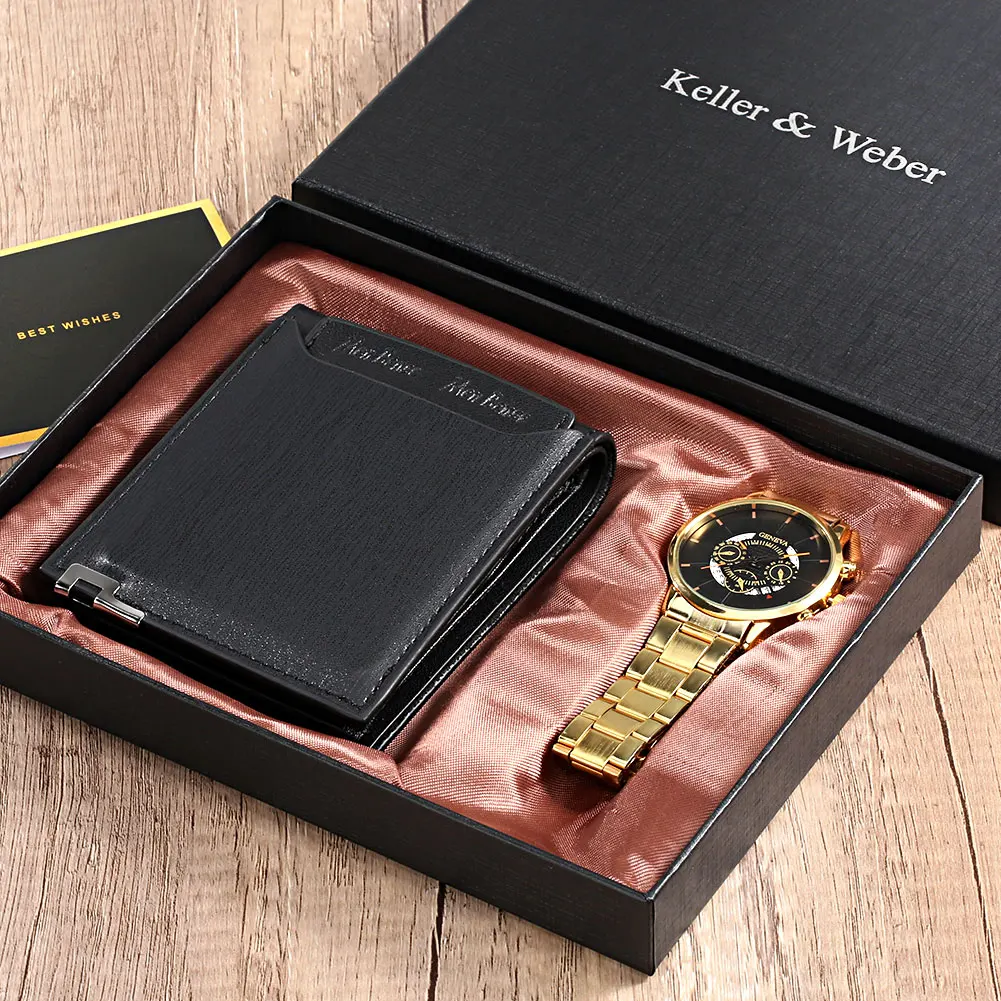 Men's Quartz Watch Leather Wallet Set New Luxury Man Watches Business Gold Male Wristwatch Money Bag Gifts for Husband
Men's Quartz Watch Leather Wallet Set New Luxury Man Watches Business Gold Male Wristwatch Money Bag Gifts for Husband