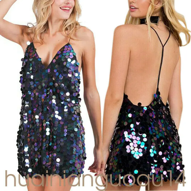 Women Sexy Backless Sequin Dress V-neck Evening Party Cocktail Club Mini Slip Dress Plunge Halter Cross Back Bodycon Ladies
Women Sexy Backless Sequin Dress V-neck Evening Party Cocktail Club Mini Slip Dress Plunge Halter Cross Back Bodycon Ladies