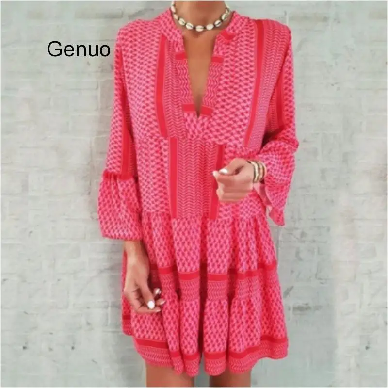Summer New Women Geometric Print Boho Dress Casual Loose Mini Dresses 2020 Bohemian Short Beachwear V-Neck Sundress Femme
Summer New Women Geometric Print Boho Dress Casual Loose Mini Dresses 2020 Bohemian Short Beachwear V-Neck Sundress Femme