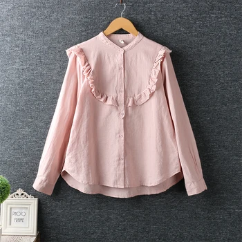 2019 New Autumn Women Literary Cotton and linen Shirt Tops Japan Style Mori Girl Stand Collar Long Sleeve Casual Loose Blouse
2019 New Autumn Women Literary Cotton and linen Shirt Tops Japan Style Mori Girl Stand Collar Long Sleeve Casual Loose Blouse