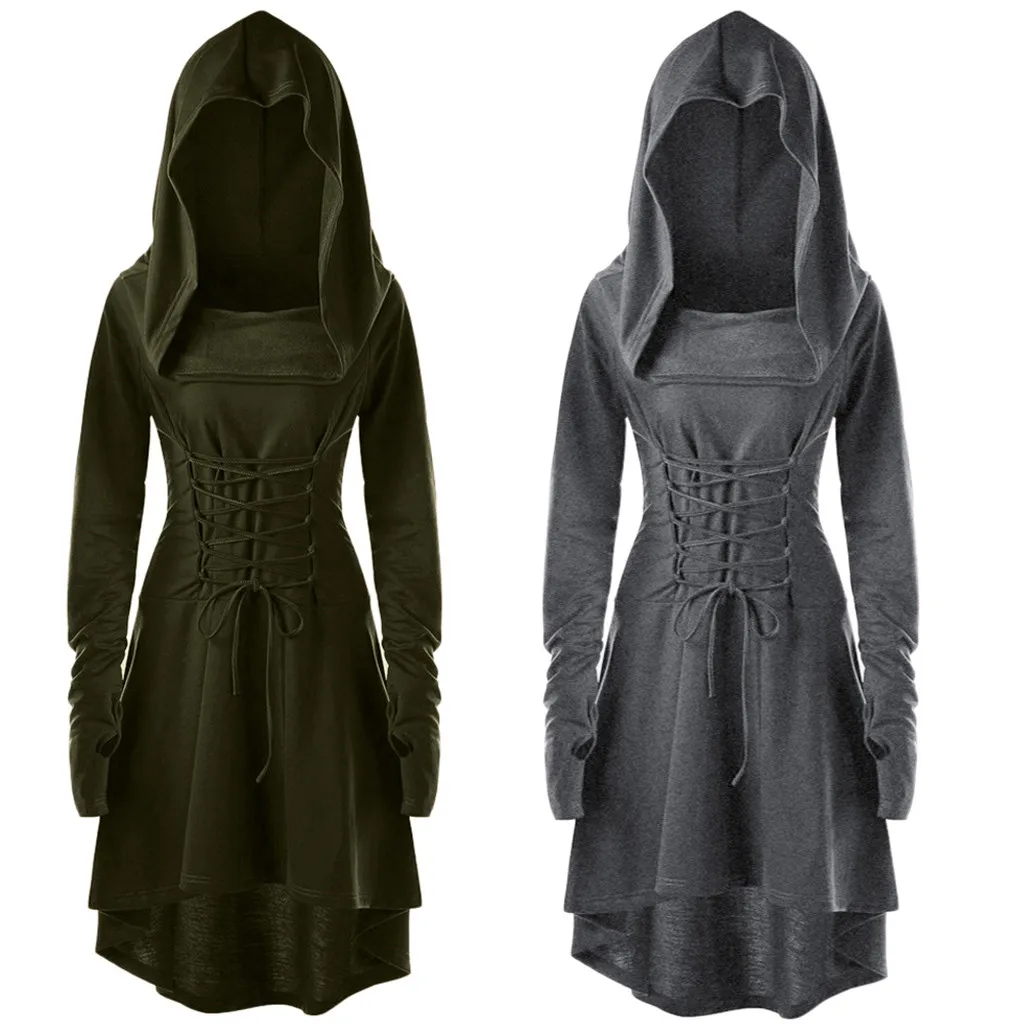 Plus Size Women Halloween Hooded Lace Up Solid Color Long Sleeve Knee-Length Dress Costume Femme Halloween Deguisement#J30
Plus Size Women Halloween Hooded Lace Up Solid Color Long Sleeve Knee-Length Dress Costume Femme Halloween Deguisement#J30