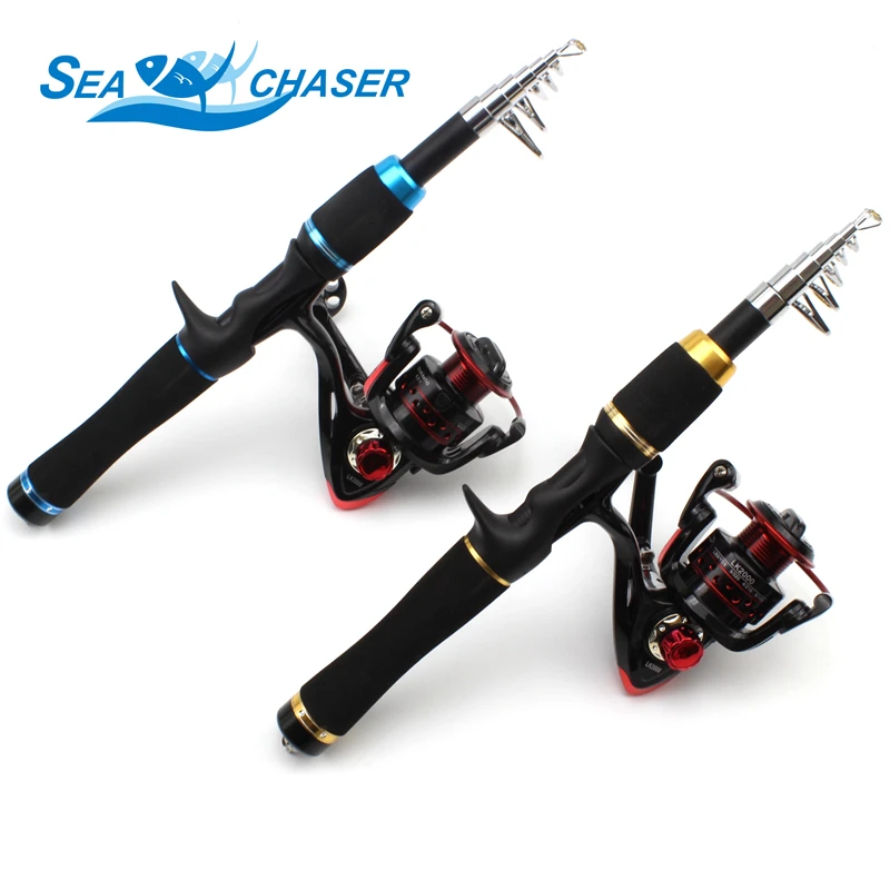 NEW 165cm Carbon spinning Fishing Casting Rod and Reel Telescopic Travel sea Trout Tackle | Спорт и развлечения