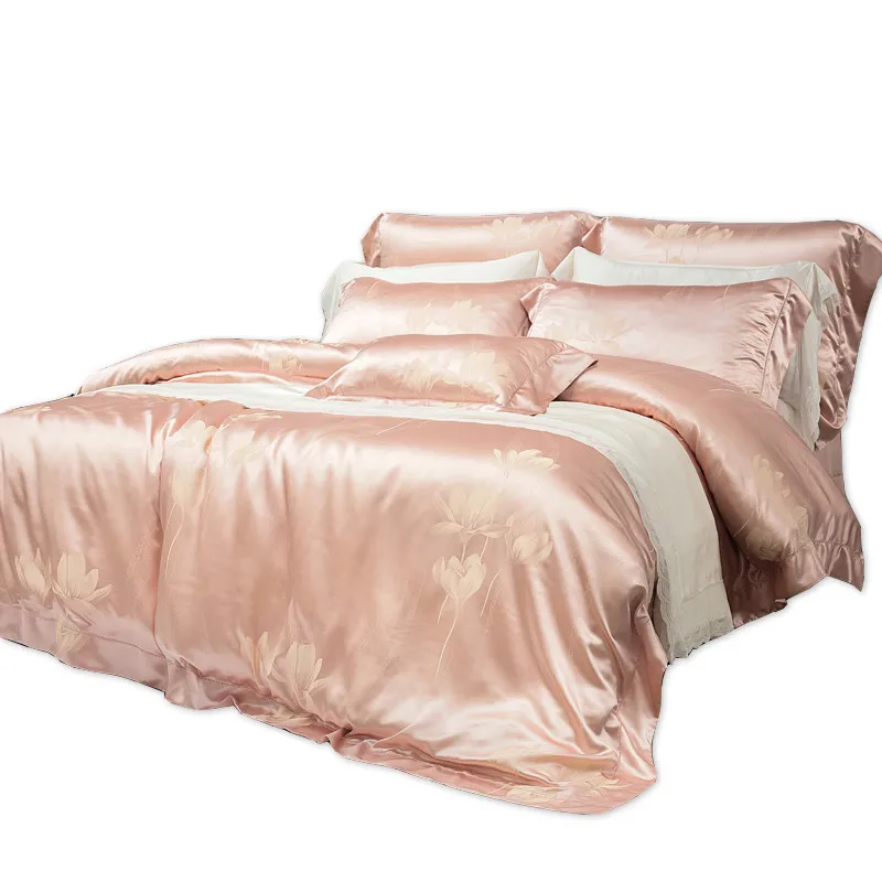 Tencel Embroidery Four-Piece Silk Cotton Jacquard Set Silky Quilt Cover Bed Sheet bed set home bed sheet set
Tencel Embroidery Four-Piece Silk Cotton Jacquard Set Silky Quilt Cover Bed Sheet bed set home bed sheet set
