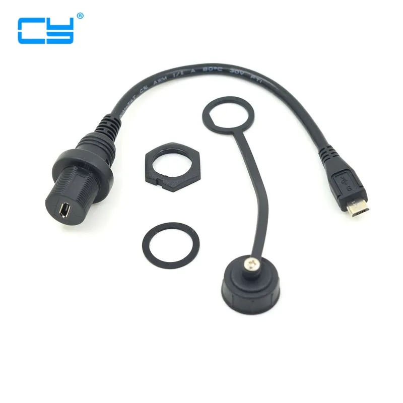 30cm 1m Micro USB 2.0 IP67 Waterproof Cable Micro-USB 5pin IP 67 Male to Female Panel Mount Water Proof Connector Extension cord |