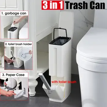 3 in 1 Bathroom Plastic Waste Bin Multifunction Trash Can Dustbin Garbage Bucket with Garbage Bag Dispenser Toilet Brush
3 in 1 Bathroom Plastic Waste Bin Multifunction Trash Can Dustbin Garbage Bucket with Garbage Bag Dispenser Toilet Brush