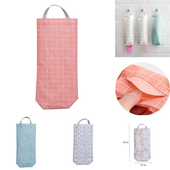 Home Grocery Bag Holder Wall Storage Dispenser Kitchen Organizer Oxford Cloth Hanging Garbage Storage Packing Hanging Bags