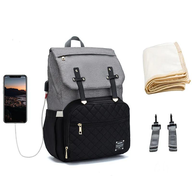 

Сумка для подгузников Lequeen, дизайнерский дорожный вместительный рюкзак для мам с USB-разъемом, для ухода за детьми