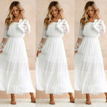 White Fashion Dress Off Shoulder Lace Floral Patchwork Long Sleeve Dresses Long Beach Dress Party Maxi Dress Pleated Dress
White Fashion Dress Off Shoulder Lace Floral Patchwork Long Sleeve Dresses Long Beach Dress Party Maxi Dress Pleated Dress