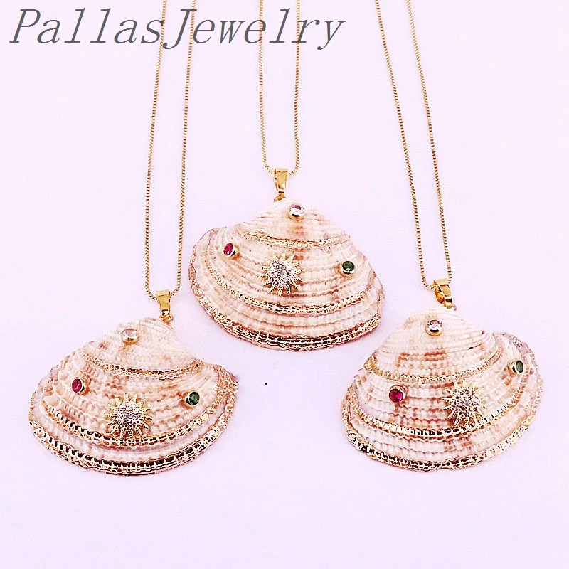10Pcs Pretty Gold Electroplated Natural Scallop Shell with cz pave Charm Pendant Beach Sea Shells Gems Necklace
10Pcs Pretty Gold Electroplated Natural Scallop Shell with cz pave Charm Pendant Beach Sea Shells Gems Necklace