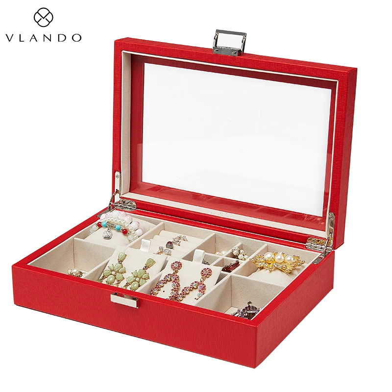 Vlando Jewelry Box Organizer with Glass Display Top, Multi-compartments for Necklaces Earrings Watches серьгиStorage, Gift Box
Vlando Jewelry Box Organizer with Glass Display Top, Multi-compartments for Necklaces Earrings Watches серьгиStorage, Gift Box