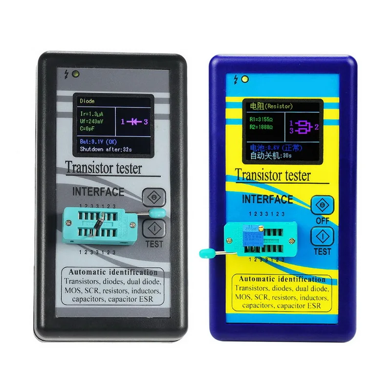Multi-purpose Transistor Tester 128*160 Diode Thyristor Capacitance Resistor Inductance MOSFET ESR LCR Meter TFT Color Display
Multi-purpose Transistor Tester 128*160 Diode Thyristor Capacitance Resistor Inductance MOSFET ESR LCR Meter TFT Color Display