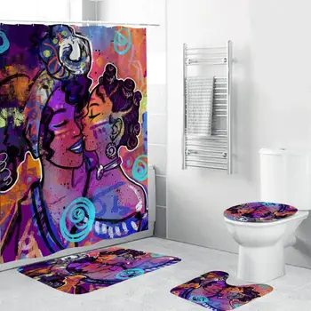 High Quality Digital Printing Waterproof Shower Curtain Floor Mat Toilet Mat Three-piece Set Four-piece Set Hot Sale
High Quality Digital Printing Waterproof Shower Curtain Floor Mat Toilet Mat Three-piece Set Four-piece Set Hot Sale