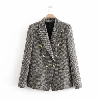 Vintage Plaid Tweed Winter Blazers Women Gold Button Doulbe Breasted Suit Jacket Coat Female Outwear Office Lady Blazer Mujer
Vintage Plaid Tweed Winter Blazers Women Gold Button Doulbe Breasted Suit Jacket Coat Female Outwear Office Lady Blazer Mujer