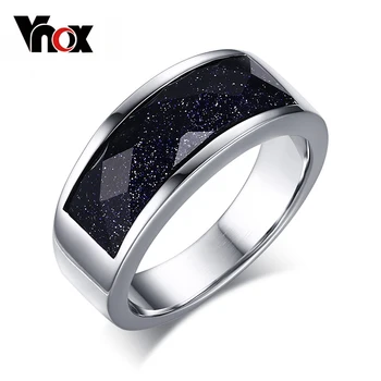 

Vnox Unique Blue Gravel Rings for Women Silver-color Starry Sky Stone Rings