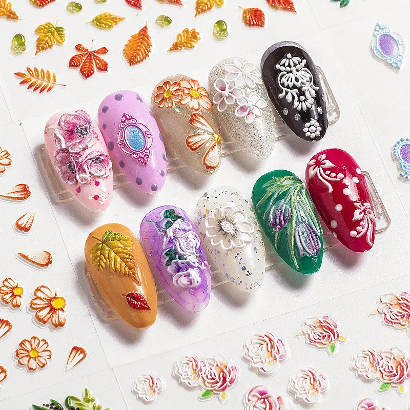 1 Pcs Sculpture Embossed Nail Decoration Sticker 3D Three-dimensional Transfer Decal Children's Flower Maple Leaf Manicure Art
1 Pcs Sculpture Embossed Nail Decoration Sticker 3D Three-dimensional Transfer Decal Children's Flower Maple Leaf Manicure Art