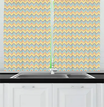 Multicolor Geometrical Kitchen Curtains Blurry Colorful Geometric Continuous Composition V-Shaped Zigzag Shapes Window Drapes
Multicolor Geometrical Kitchen Curtains Blurry Colorful Geometric Continuous Composition V-Shaped Zigzag Shapes Window Drapes