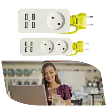 

Row Plug With 4Usb Mobile Phone Charger German European Standard Plug 2Ac Port Plug Round Plug European Standard Plug