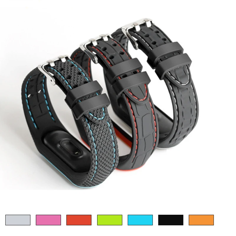 Ремешок силиконовый для Xiaomi Mi Band 3 4 спортивный браслет | Наручные часы