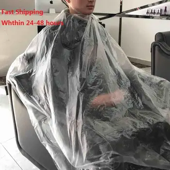 

50/100 Pcs Waterproof Disposable Salon Hairdressing Capes PE Hair Cutting Gown Barber Hairdresser Cape Hairdressing Cloth Apron