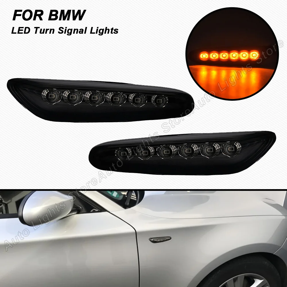 

2PCS Smoke/Clear Lens LED Turn Signal Side Marker Light Blinker Lamp For BMW E46 E60 E61 E81 E87 E82 E88 E83 E84 E90 E91 E92 E93