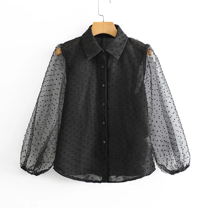 AGong Loose Jacquard Blouses Women Fashion Turn Down Collar Shirts Women Elegant Perspective Long Sleeve Tops Female Ladies LG 
AGong Loose Jacquard Blouses Women Fashion Turn Down Collar Shirts Women Elegant Perspective Long Sleeve Tops Female Ladies LG