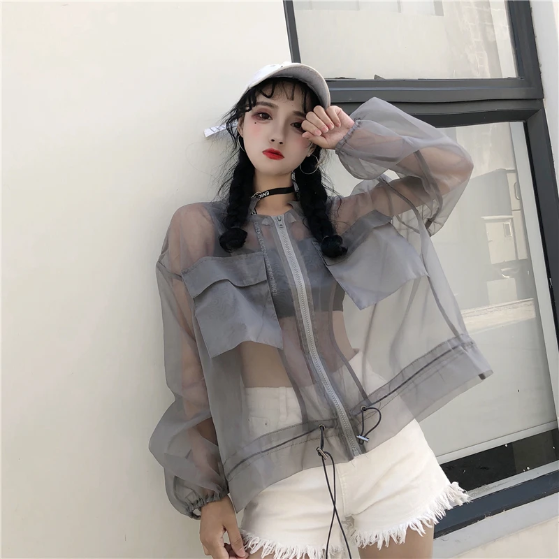 Women 2019 Summer Spring Mesh Perspective Cardigan Harajuku Style Coat Thin Sun Protection Jacket Sexy Female Zipper Outwear
Women 2019 Summer Spring Mesh Perspective Cardigan Harajuku Style Coat Thin Sun Protection Jacket Sexy Female Zipper Outwear
