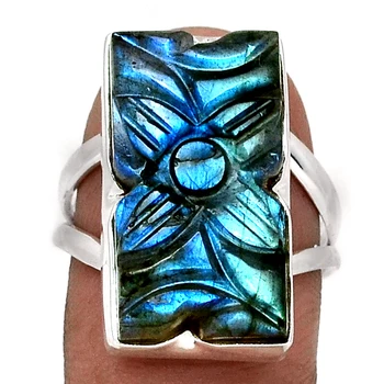 Genuine Carved Labradorite Ring 925 Sterling Silver, USA Size : 8.5 , AR4338
Genuine Carved Labradorite Ring 925 Sterling Silver, USA Size : 8.5 , AR4338