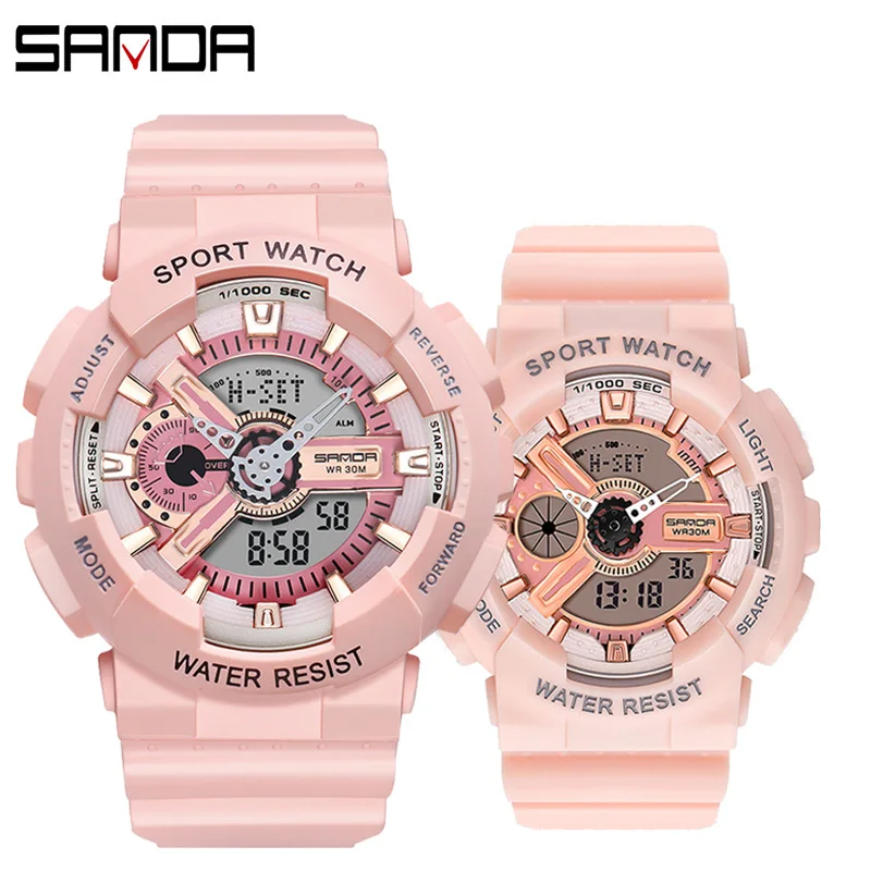 

SANDA Rose Gold White Sport Women Watches Fashion LED Digital Ladies Watch Women montre homme Relogio Feminino dourado 2020 New