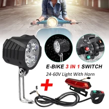 Electric Bike Headlight and Tail Light Sets E-Bike Bicycle 24/36/48V/60V Front Rear Warning Lights LED Night Headlight with Horn
Electric Bike Headlight and Tail Light Sets E-Bike Bicycle 24/36/48V/60V Front Rear Warning Lights LED Night Headlight with Horn