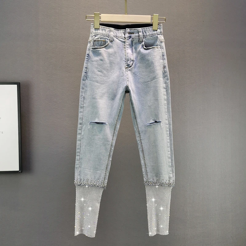Jeans Pants Woman 2020 Summer New European Style Elastic Slim High Waist Denim Pants Crystal Stitching Pencil Jeans Pants Ladies
Jeans Pants Woman 2020 Summer New European Style Elastic Slim High Waist Denim Pants Crystal Stitching Pencil Jeans Pants Ladies