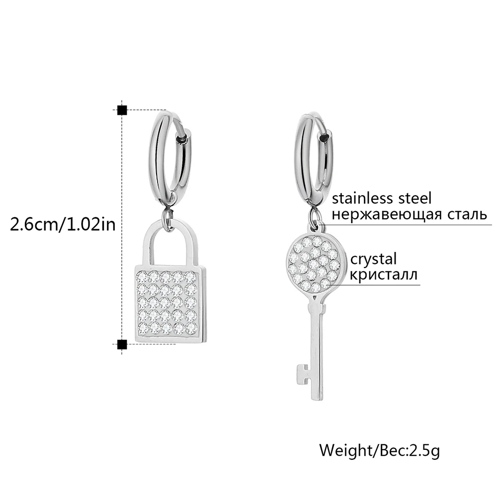 Stainless Steel Jewelry Set Key And Lock Bohemia Beads Crystal Necklace Cute Silvery Hoop Earrings for Women Party Gifts 2020 4 Hde21a30f6ccc49bab1b75b4d11238d02I