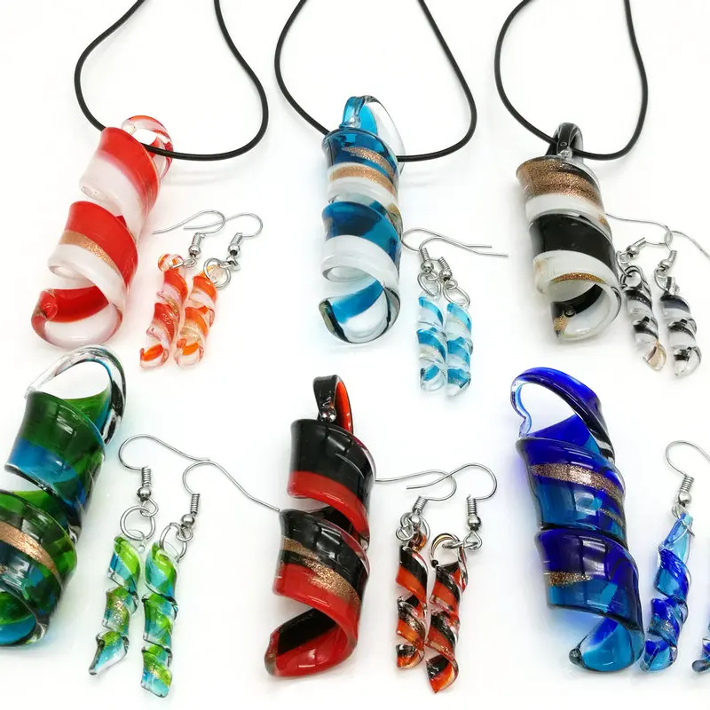 6 Sets Murano Lampwork Glass Pandent Necklace Earrings Chinese Style Fashion Twist Shape Blend Color For Women Jewelry Gift
6 Sets Murano Lampwork Glass Pandent Necklace Earrings Chinese Style Fashion Twist Shape Blend Color For Women Jewelry Gift