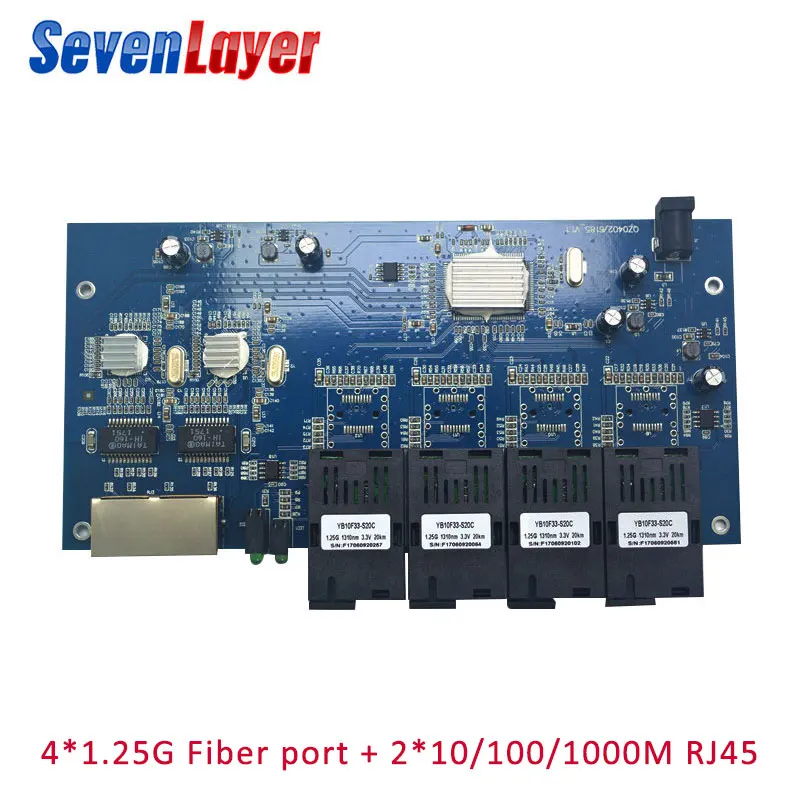 Fiber Optical switch 4 1.25G SC 2 1000M RJ45 Industrial Grade Gigabit Ethernet Switch Single Mode Single Fiber PCB
Fiber Optical switch 4 1.25G SC 2 1000M RJ45 Industrial Grade Gigabit Ethernet Switch Single Mode Single Fiber PCB