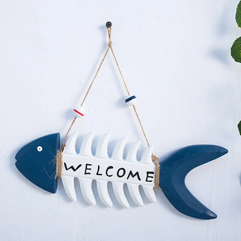 Waliicorners style pendant Wooden fish bone welcome card old craft creative home decoration Background wall hangings 8 Hde2681b0a3c74b6591e00af62ce5d38bN