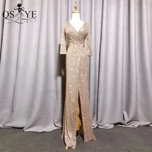 QSYYE Sparkle Gold Evening Dress Fit Mermaid Long Sleeves Evening Gown Glitter V Neck Split Party Dress Sequin Formal Gown 2021 
QSYYE Sparkle Gold Evening Dress Fit Mermaid Long Sleeves Evening Gown Glitter V Neck Split Party Dress Sequin Formal Gown 2021