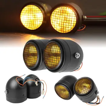 Motorcycle Dominator Grill Twins Dual Headlight Streetfighter Double Headlamp Custom Universal for Harley Cafe Racer Bobber