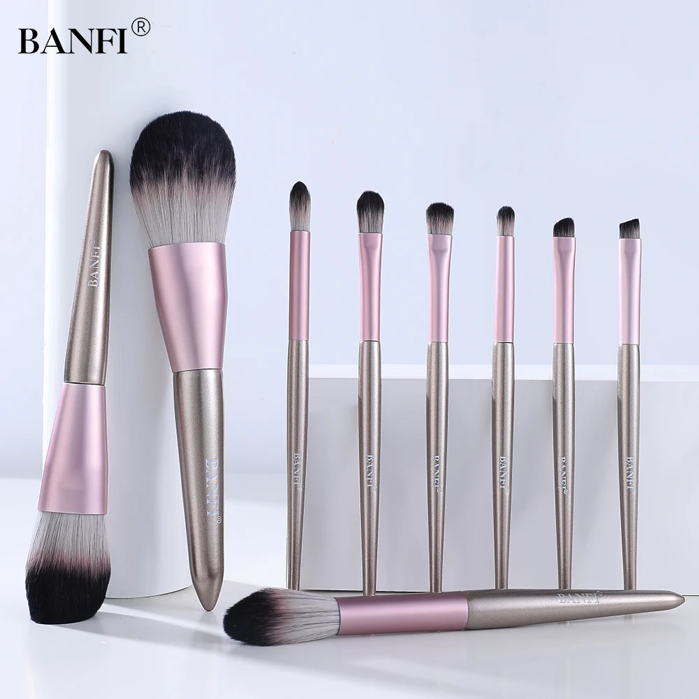 

BANFI 9 шт. маленькие пудинговые кисти для макияжа набор кистей для макияжа с чехлом кисти для бровей розовые красивые волосы устойчивые к царапинам гибкие