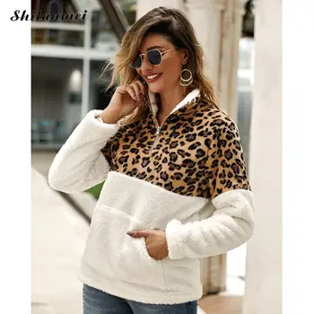 Leopard Sweatshirt Women Plush Pullover Autumn Winter Warm Fashion Long Sleeve Hoodies Zipper Turtleneck Patchwork Causal Hoodie
Leopard Sweatshirt Women Plush Pullover Autumn Winter Warm Fashion Long Sleeve Hoodies Zipper Turtleneck Patchwork Causal Hoodie
