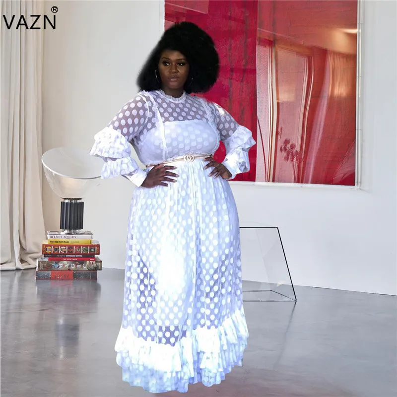 VAZN HEJ5051 Plus Size Hot Untidy Sexy Young Lace See Through Solid Round Neck Full Sleeve Women Elastic Braid Maxi Dress
VAZN HEJ5051 Plus Size Hot Untidy Sexy Young Lace See Through Solid Round Neck Full Sleeve Women Elastic Braid Maxi Dress