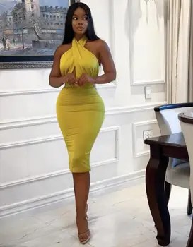 Hot Women Sexy Backless Halter Knee Length Midi Summer Dress 2020 Designer Bodycon Elegant Evening Party Dress Vestido
Hot Women Sexy Backless Halter Knee Length Midi Summer Dress 2020 Designer Bodycon Elegant Evening Party Dress Vestido