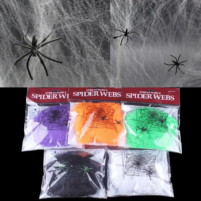 Halloween Spider Web Horror Stretchy Cobweb Scary Party Scene Props for Bar Haunted House Decoration | Дом и сад