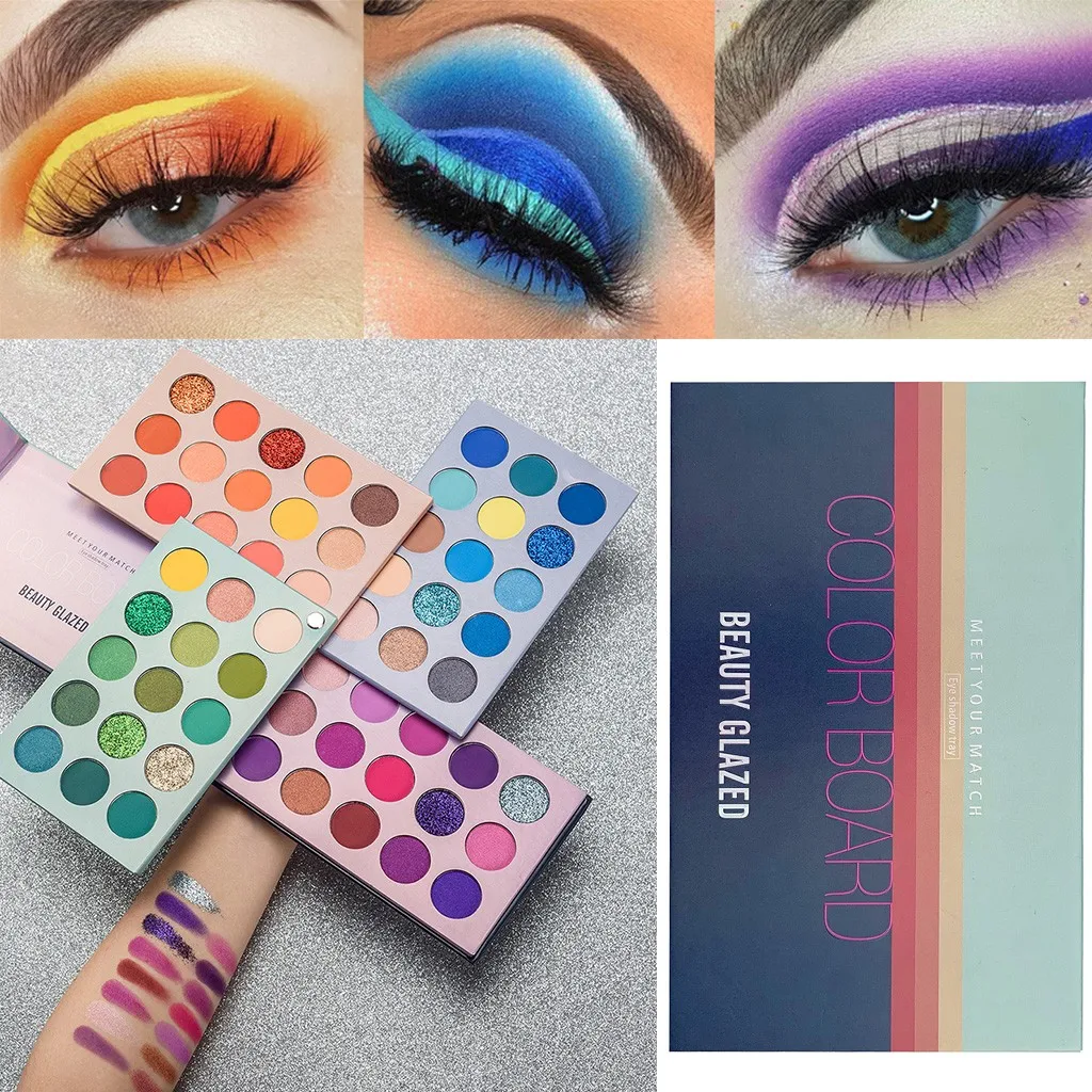 Тени для век Beauty Glazed 4 в 1 Палетка неоново желтых пигментных матовых и блестящих