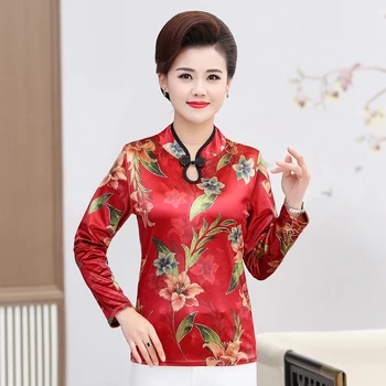 Turtleneck T-Shirts Chinese Style Women Floral Pullover Spring Fall Women Long Sleeve Tops Plus Size Middle Age Mother Clothes
Turtleneck T-Shirts Chinese Style Women Floral Pullover Spring Fall Women Long Sleeve Tops Plus Size Middle Age Mother Clothes