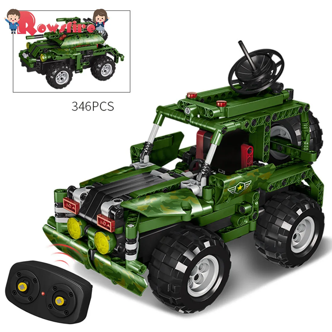 346Pcs 2.4G DIY Assembly RC Transformable Command Vehicle Building Block Kit with Two Kinds of Model
346Pcs 2.4G DIY Assembly RC Transformable Command Vehicle Building Block Kit with Two Kinds of Model