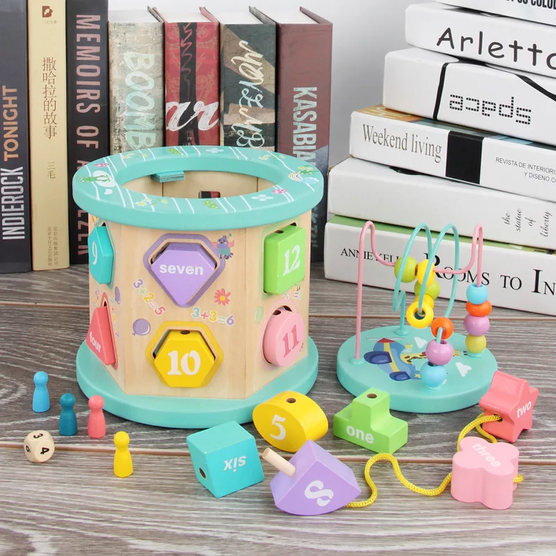 Wooden Children 12-Hole Multi-functional Large Bead-stringing Toy Beaded Bracelet Six-Sided Treasure Chest Shape Matching Cognit
Wooden Children 12-Hole Multi-functional Large Bead-stringing Toy Beaded Bracelet Six-Sided Treasure Chest Shape Matching Cognit