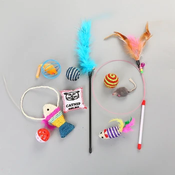 10 pcs Pet Cat toy Set Feather Teaser Wand Catnip Toys Ball Rings cats interactive Products*1
10 pcs Pet Cat toy Set Feather Teaser Wand Catnip Toys Ball Rings cats interactive Products*1