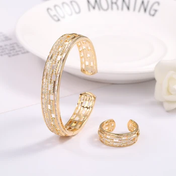 2020 New Luxury Unique Hollow out Bangle & Ring Set Square Design Zircon Hand Cuff Bracelets Women Jewelry Set Anniversary Gift
2020 New Luxury Unique Hollow out Bangle & Ring Set Square Design Zircon Hand Cuff Bracelets Women Jewelry Set Anniversary Gift